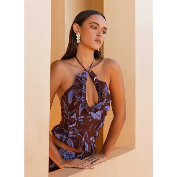 Peppermayo Mariella Linen Top Matching Maxi Skirt Size 2 Cord Set Resort Wear - Picture 8 of 13